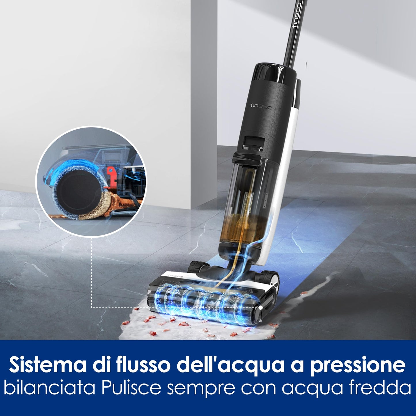 Tineco FLOOR ONE S7 FlashDry Aspirapolvere Intelligente, Senza fili, A secco e a umido