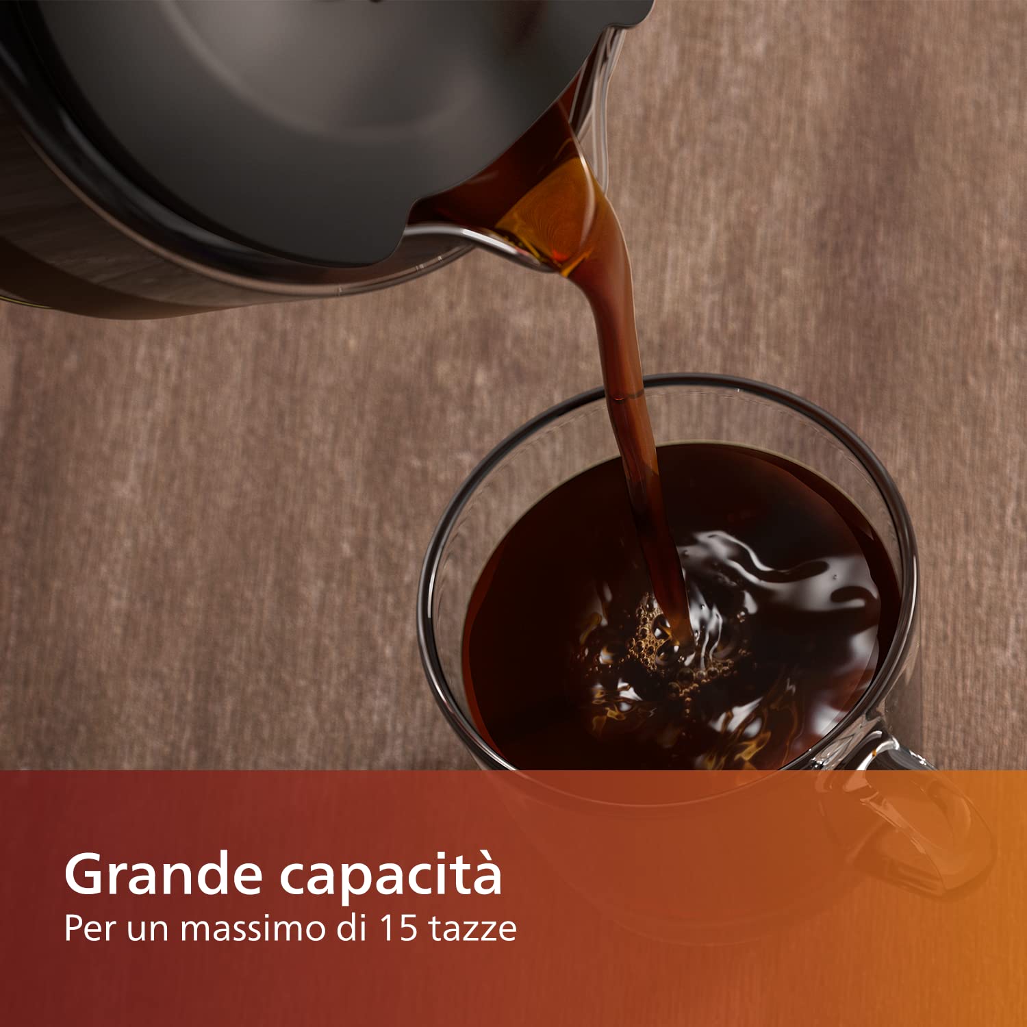 Philips Macchina da Caffè - Capacità 1.25L, fino a 15 Tazze, Boil & Brew, Nero/Argento (HD5416/60)