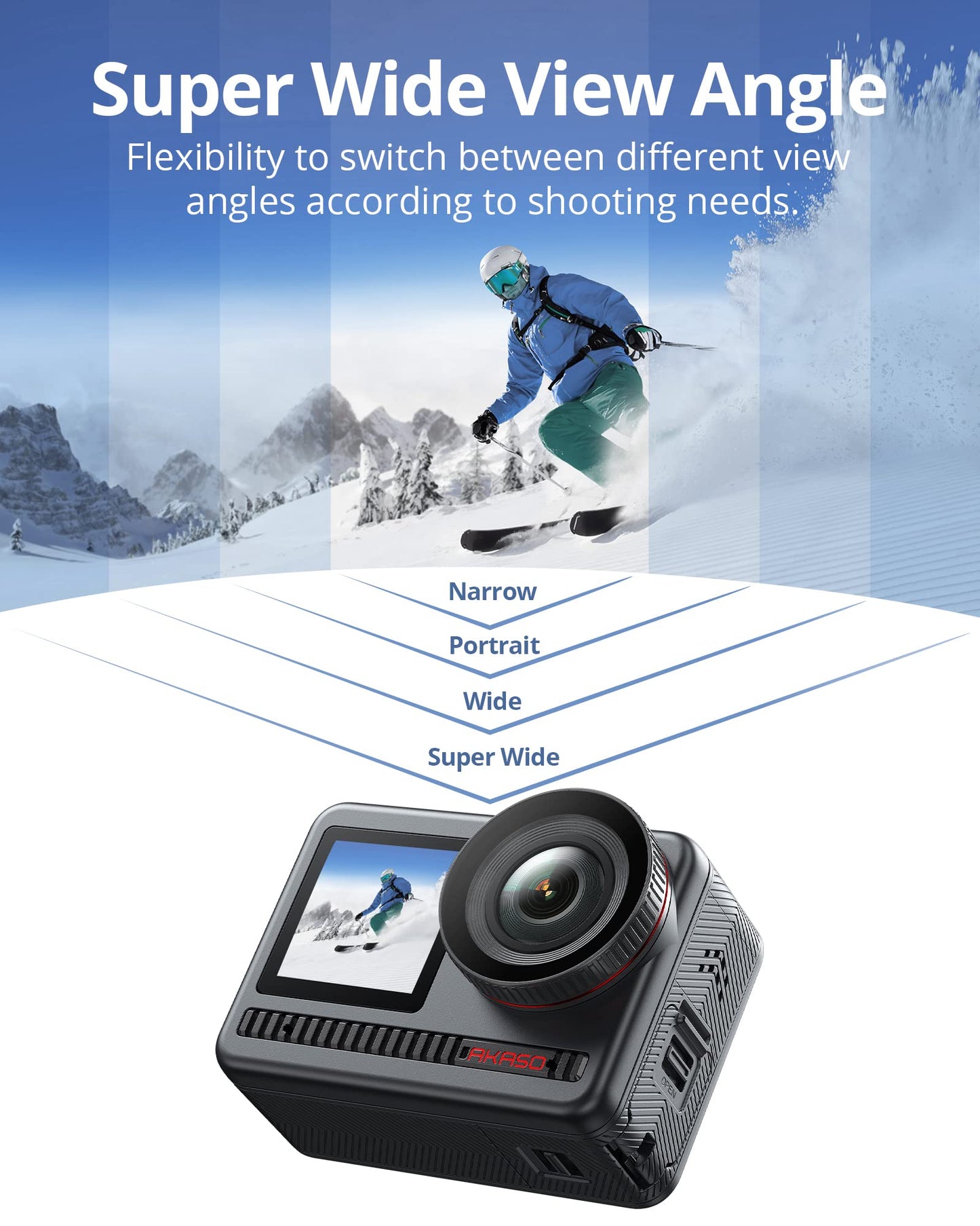 AKASO Brave 8 4K 60FPS Action Cam 64GB 48MP Videocamera Subacquea Doppio Touchscreen