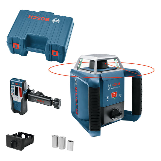 Bosch Professional Laser rotante GRL 400 H (Pannello a singolo tasto, ricevitore laser LR 1, asta graduata GR 2400, treppiede BT 152