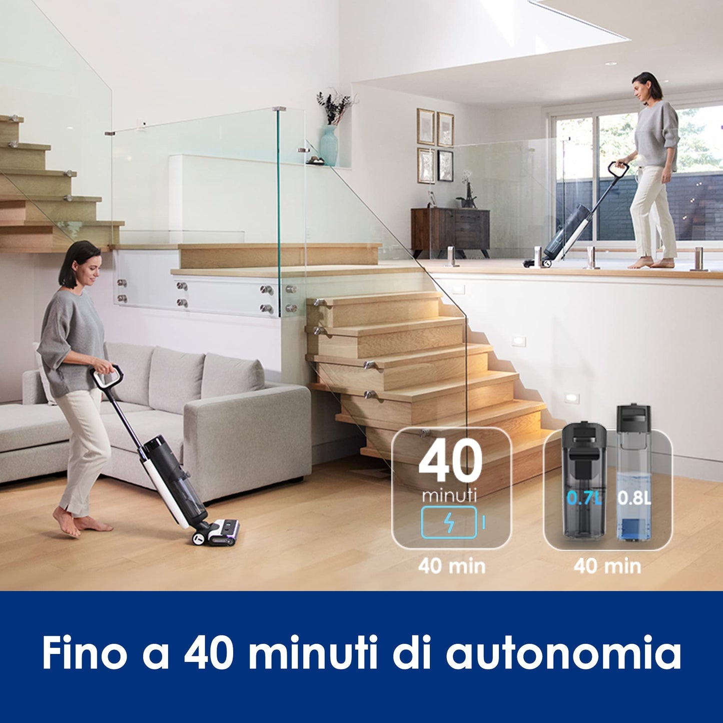 Tineco FLOOR ONE S7 FlashDry Aspirapolvere Intelligente, Senza fili, A secco e a umido