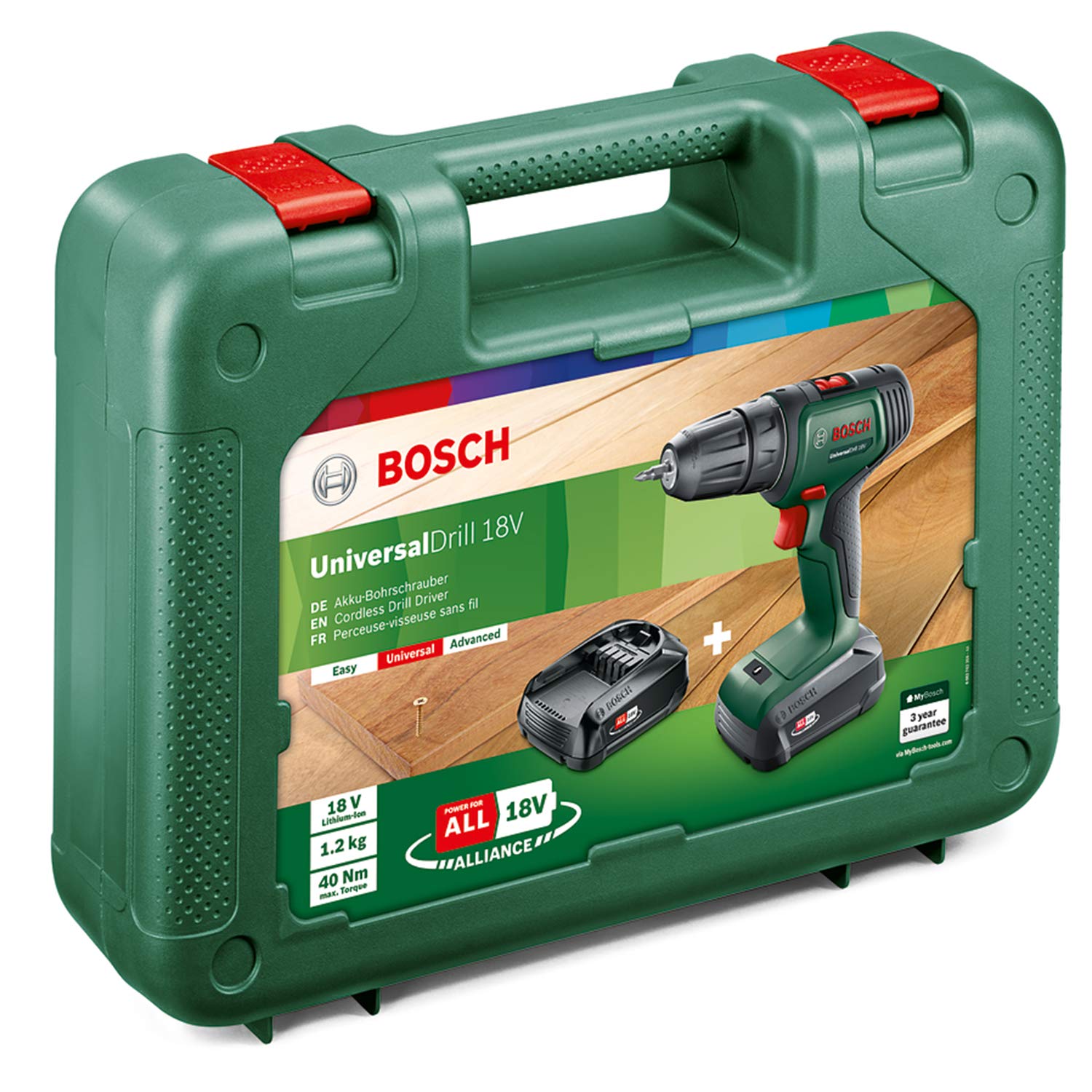 Bosch Home and Garden 06039D4002 Bosch Trapano a Batteria UniversalDrill (2 Batterie, In Valigetta)