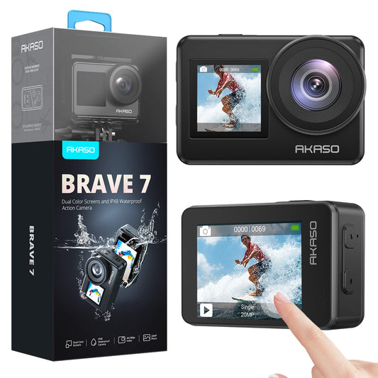 AKASO Brave 7 Action Cam 4K 30FPS 20MP, IPX8 Fotocamera Subacquea Stabilizzata Videocamera