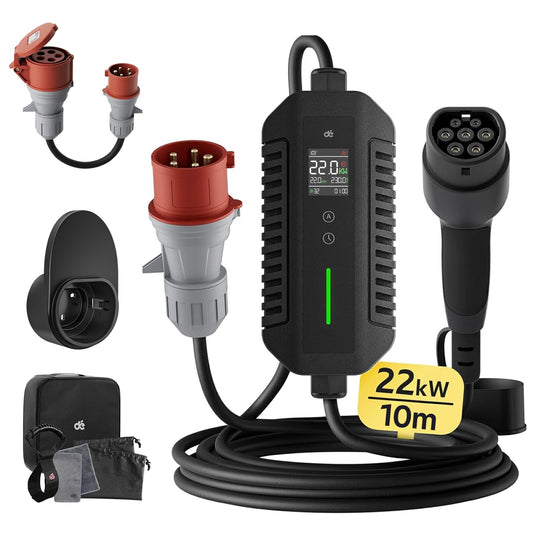 dé Wallbox 22kW [Trifase| 10m| 6-32A] Cavo Ricarica Auto Elettrica Tipo 2 CEE 22kW per byd e altri