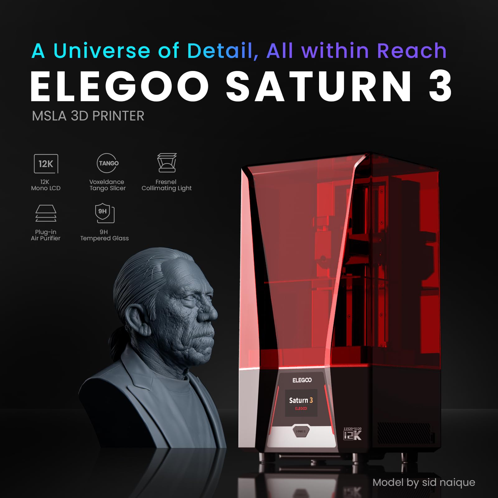 ELEGOO Saturn 3 Stampante 3D MSLA Resina da Tavolo con LCD Monocromatico da 10 pollici 12K