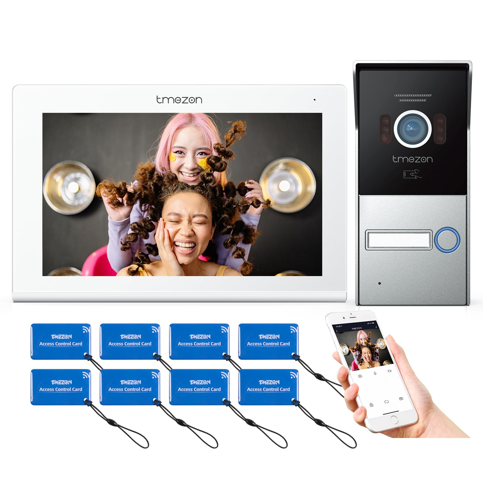 TMEZON Videocitofono WiFi Monofamiliare 1080P, 7’’ Monitor Touchscreen con Video doorbell Esterno Cablata