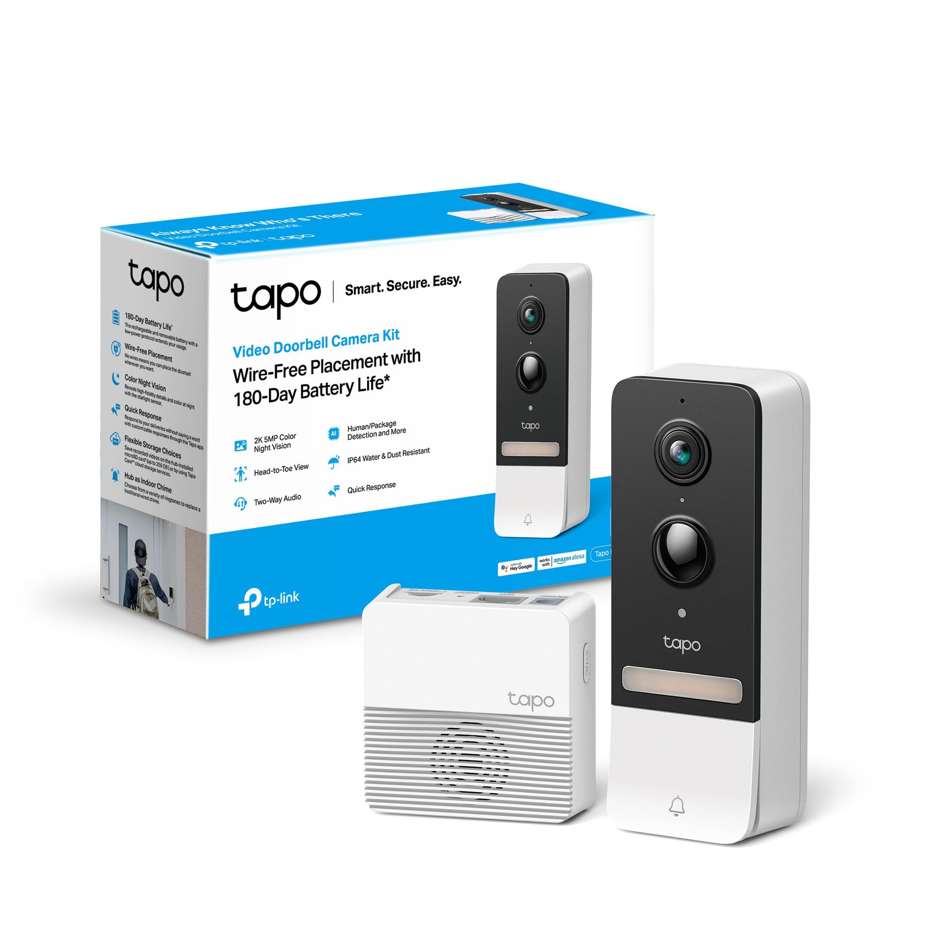 TP-Link Tapo D230S1 Video Doorbell Campanello, Visualizzazione Live 2K 5MP,