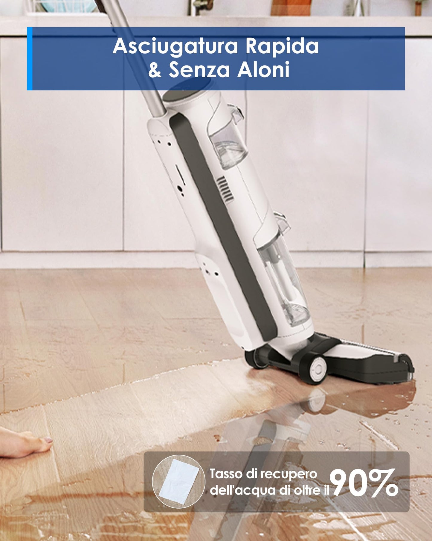 Tineco iFloor 3 Breeze Plus Aspirapolvere Senza Fili per Secco e Umido, Lavapavimenti e Mocio