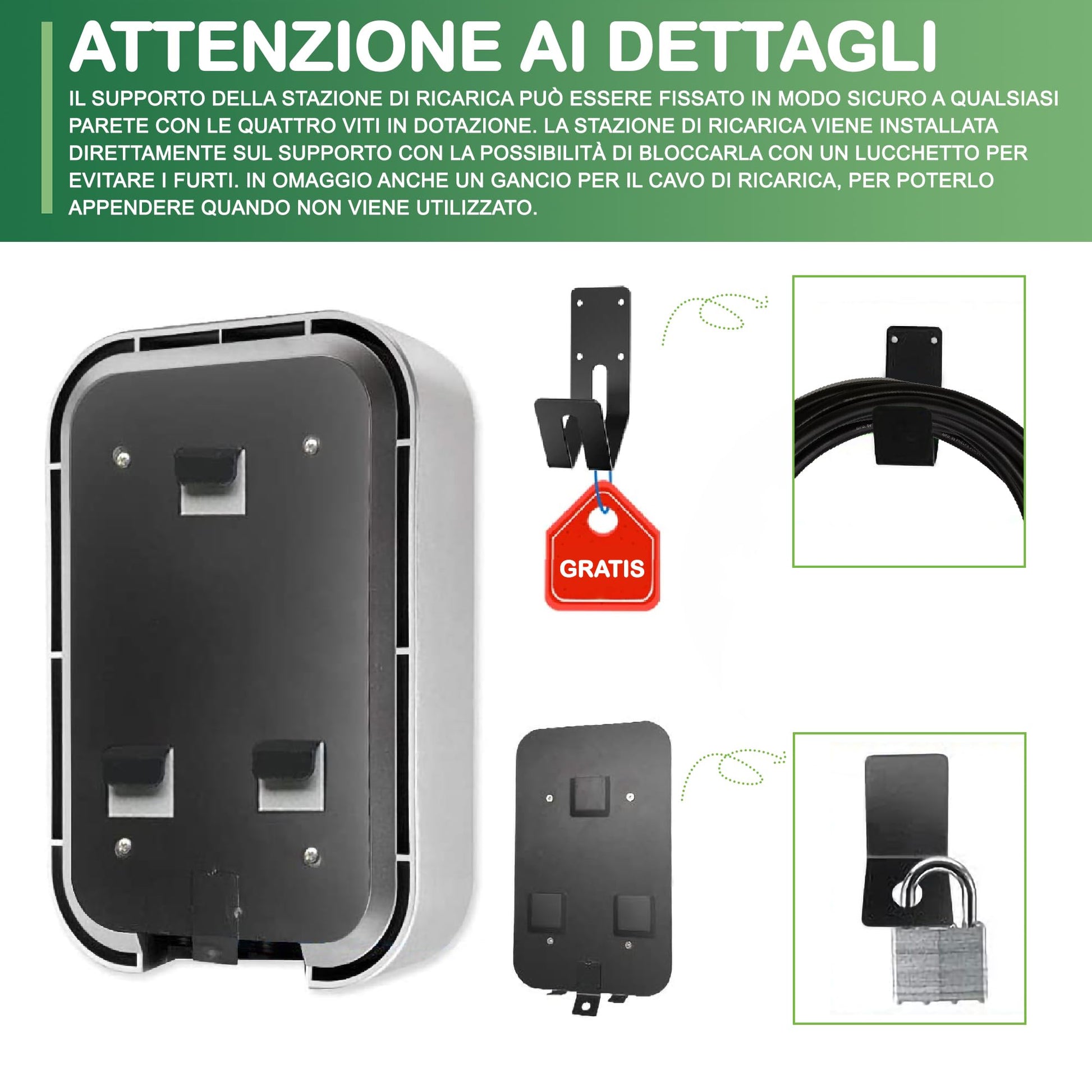 ANFIL Stazione di Ricarica EV Trifase - Caricatore Standard UE da 16A, 11 kW IEC 62196-2