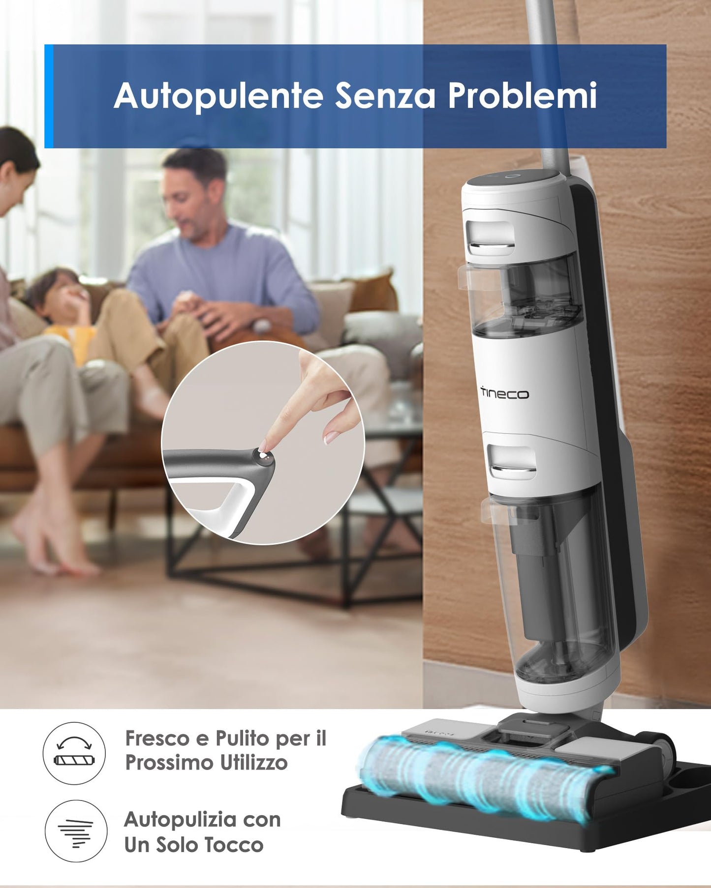 Tineco iFloor 3 Breeze Plus Aspirapolvere Senza Fili per Secco e Umido, Lavapavimenti e Mocio