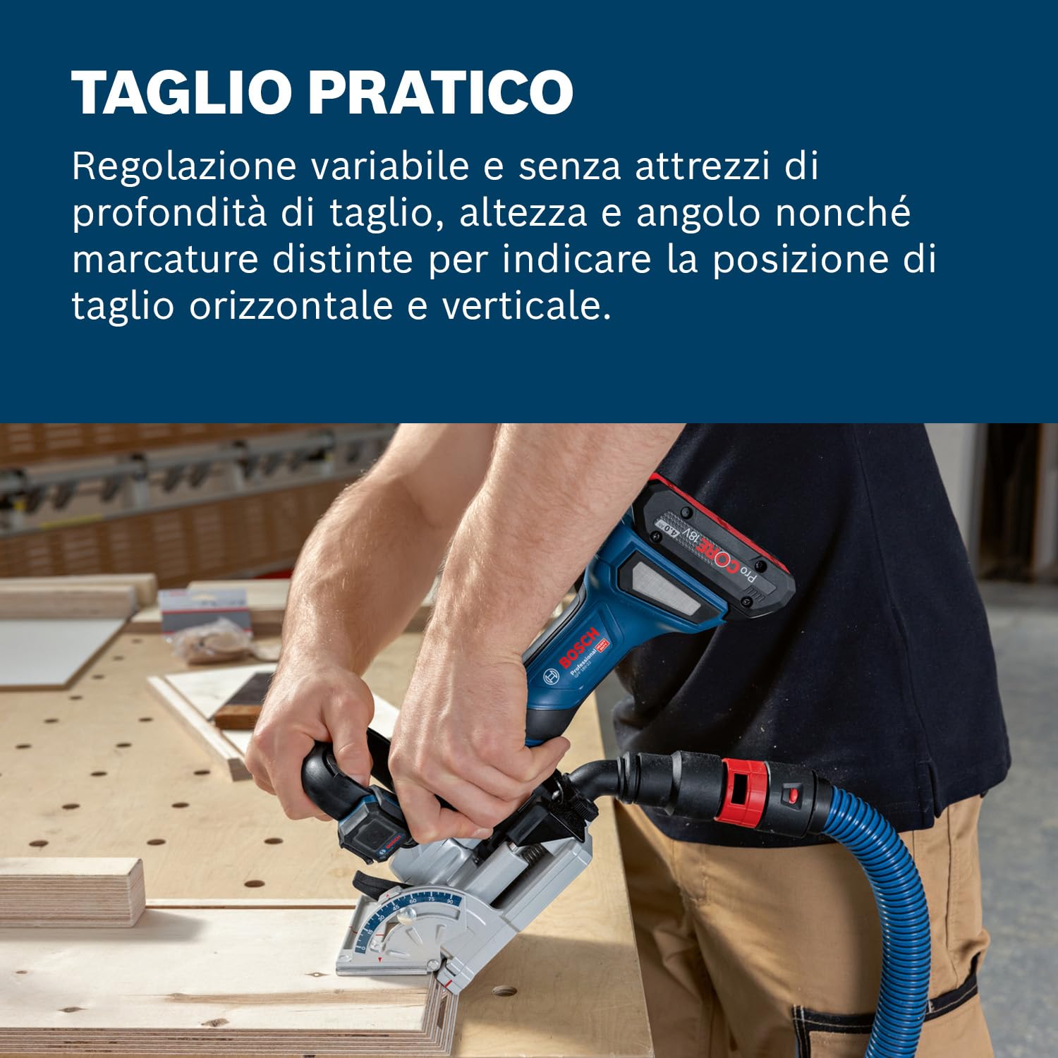 Bosch Professional 18V System Fresa universale a batteria GFF 18V-22 (incl. fresa laterale Ø 105 mm