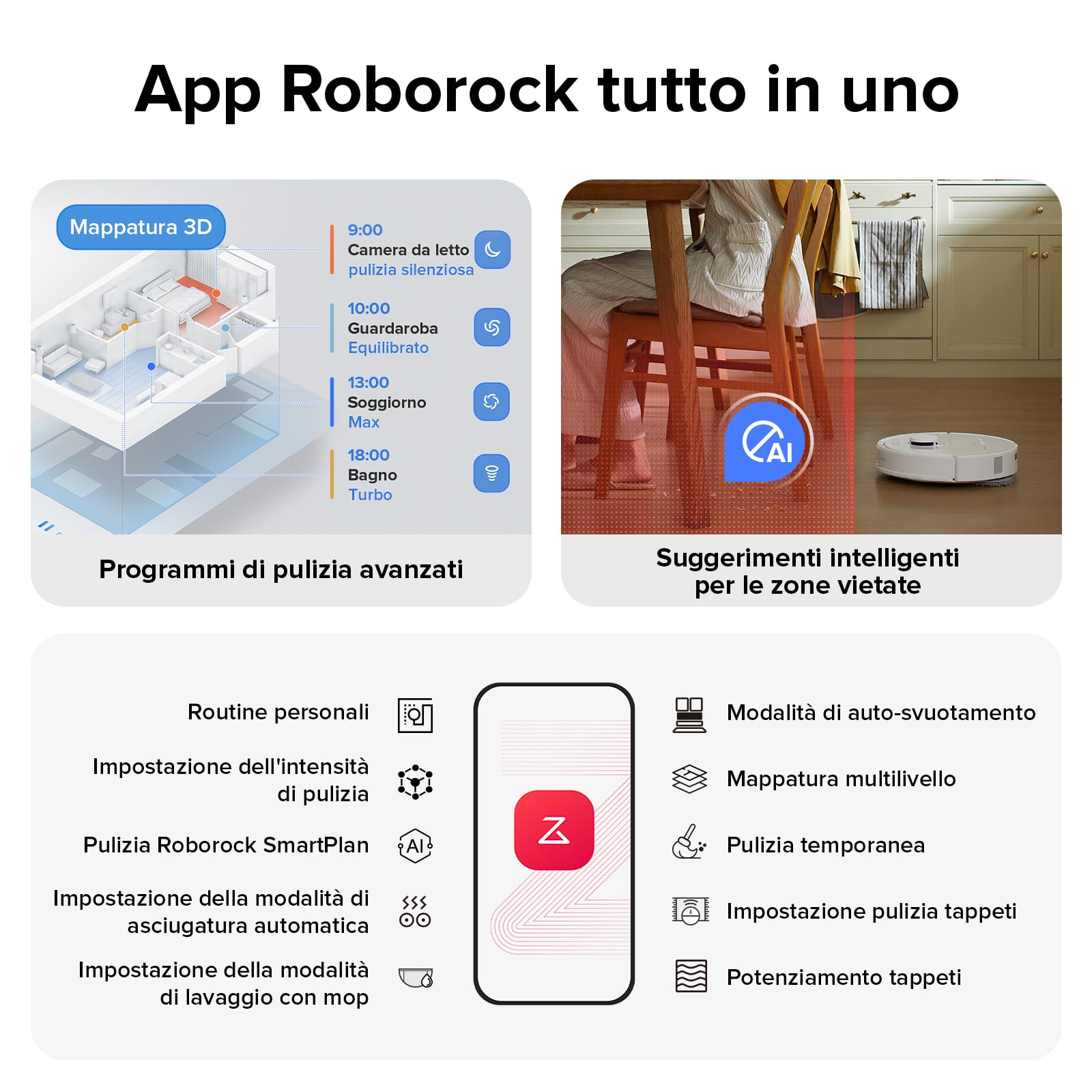 roborock Qrevo S Set Robot Aspirapolvere 7000Pa con Stazione Autopulente