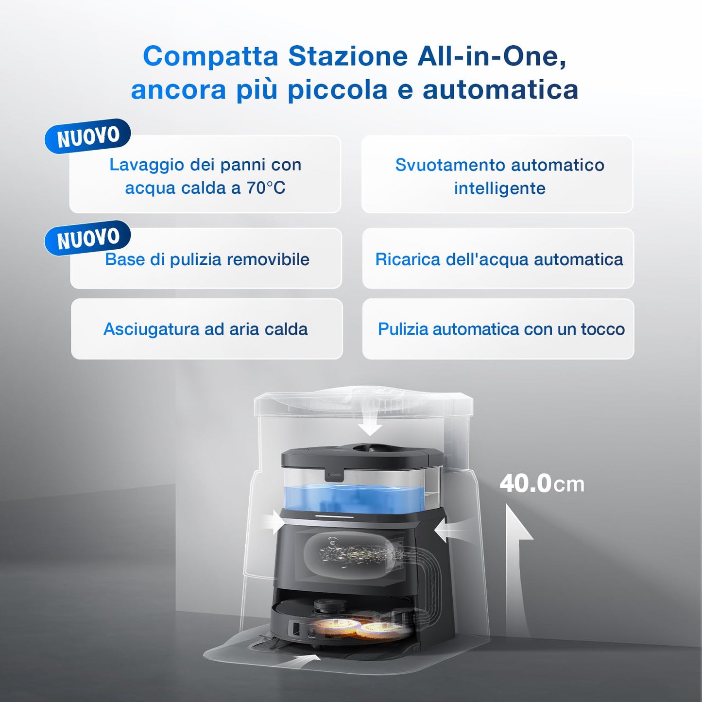 ECOVACS DEEBOT T30 OMNI Robot Aspirapolvere Lavapavimenti con Mini Stazione,