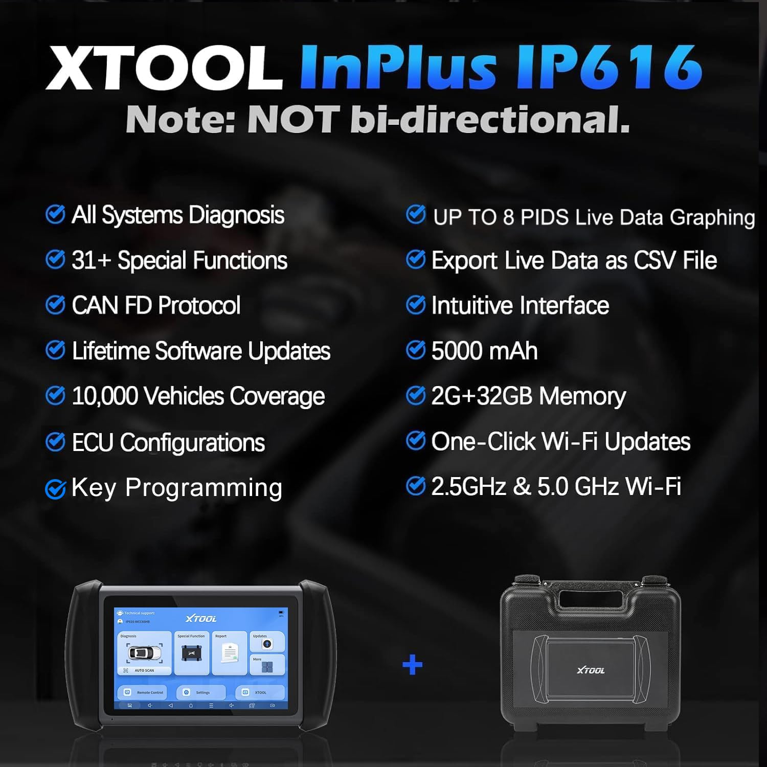 XTOOL IP616 Dispositivo Diagnostico, Tutte le diagnosi di Sistema Scanner OBD2