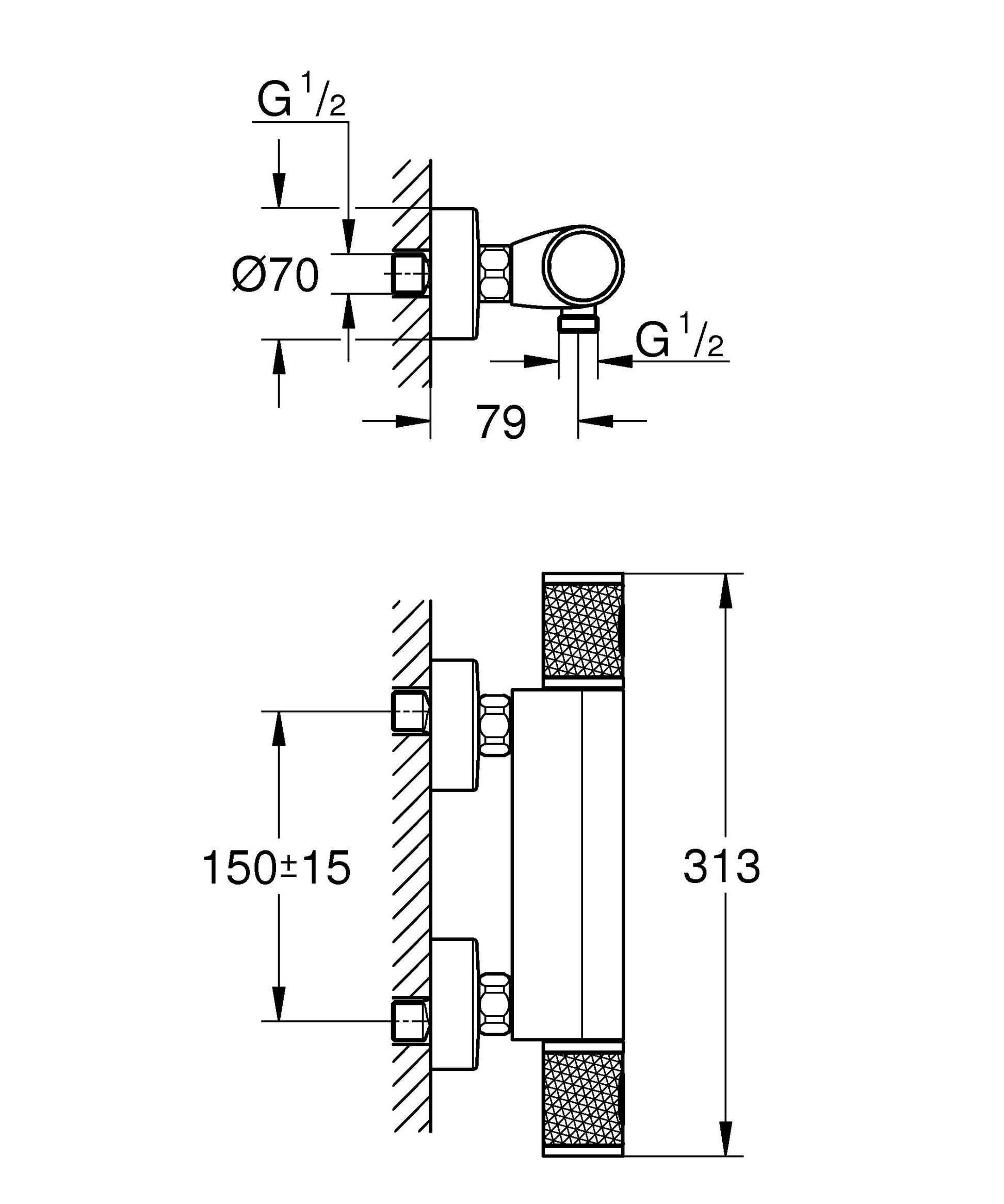 GROHE 34790000 QUICKFIX, Precision Feel, Miscelatore termostatico per doccia, limitatore di portata