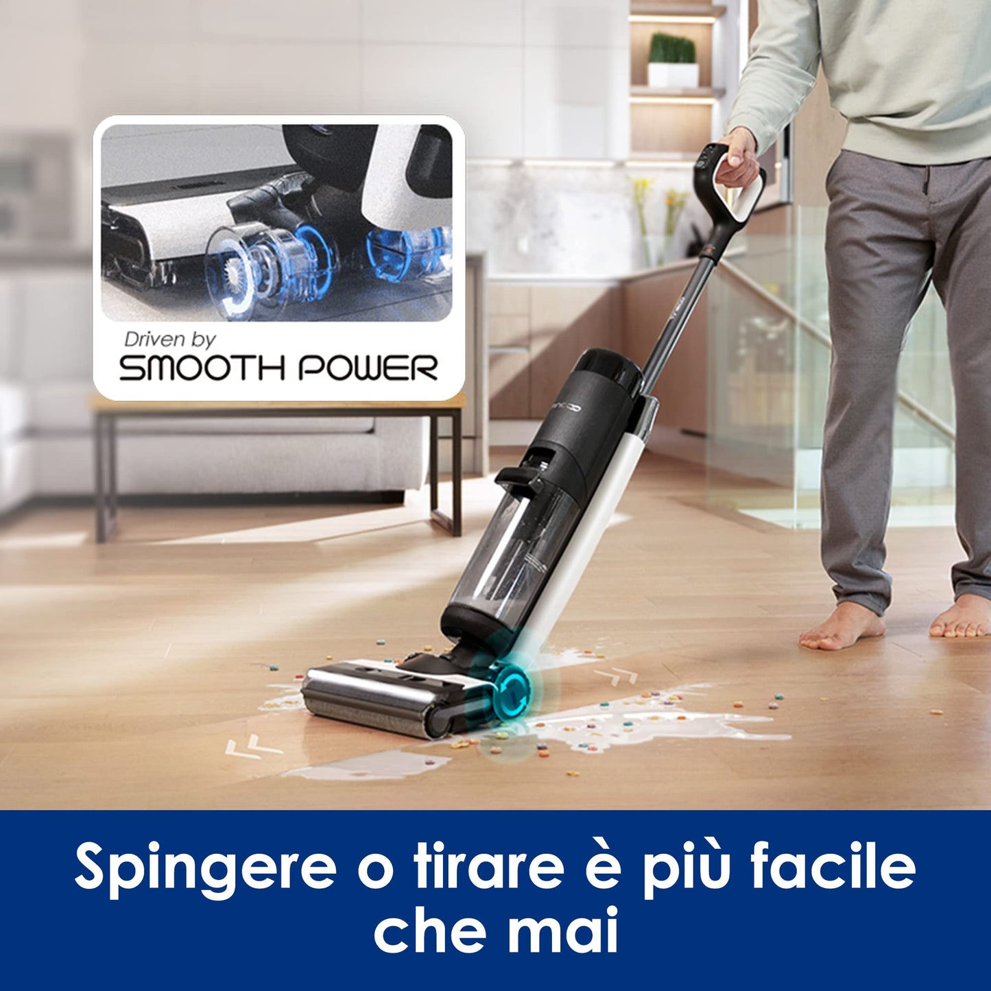 Tineco FLOOR ONE S7 FlashDry Aspirapolvere Intelligente, Senza fili, A secco e a umido