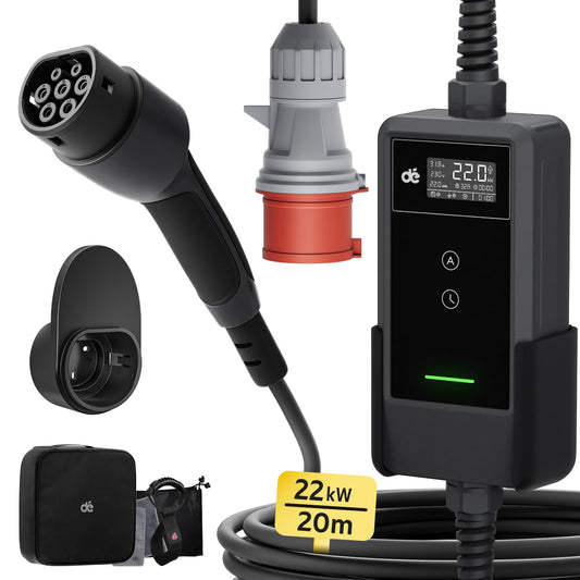 dé Wallbox 22kw [20m| Trifase| 6-32A] Cavo Ricarica Auto Elettrica Tipo 2 per byd e altri