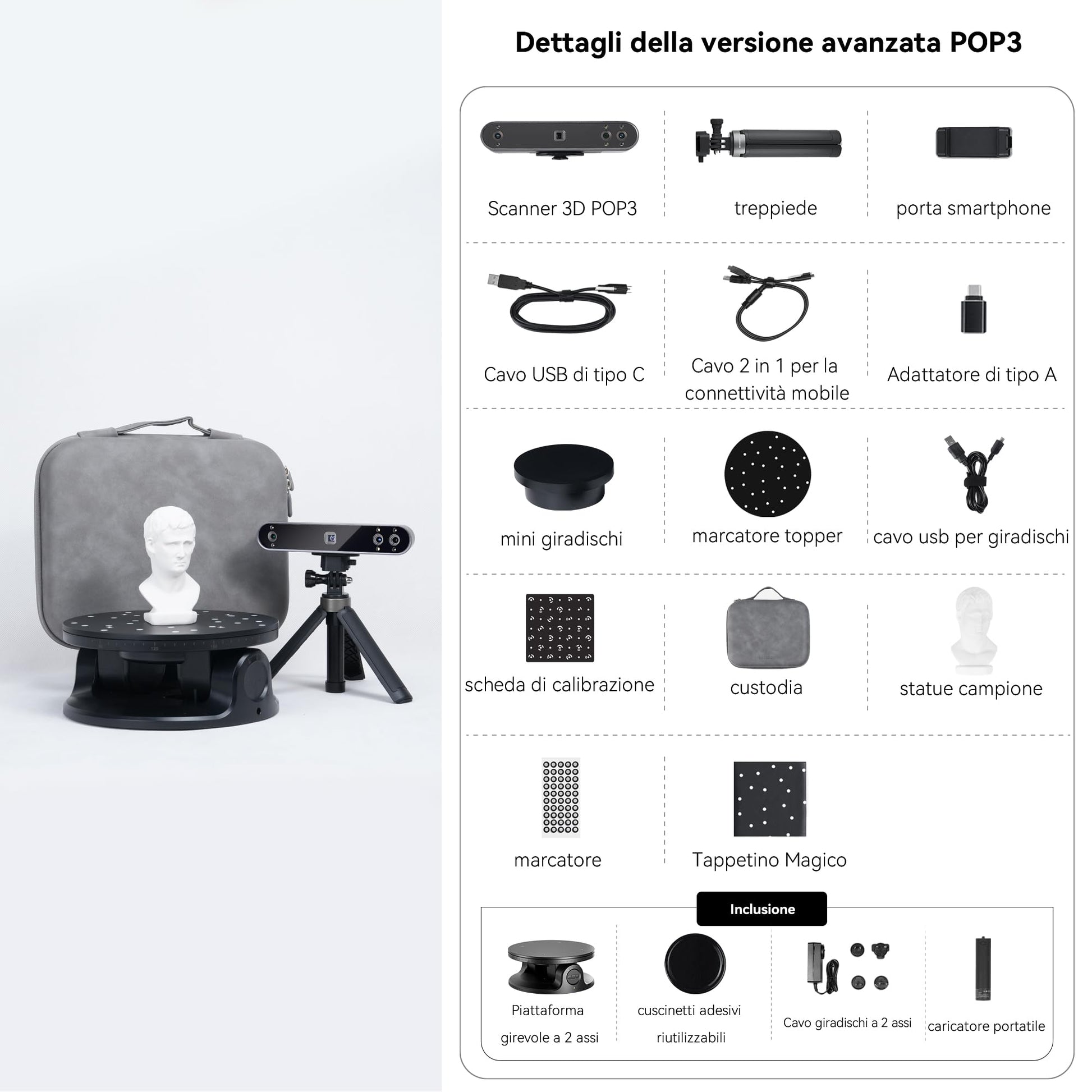 Scanner 3D portatile Revopoint POP 3 per stampante 3d, Avanzato