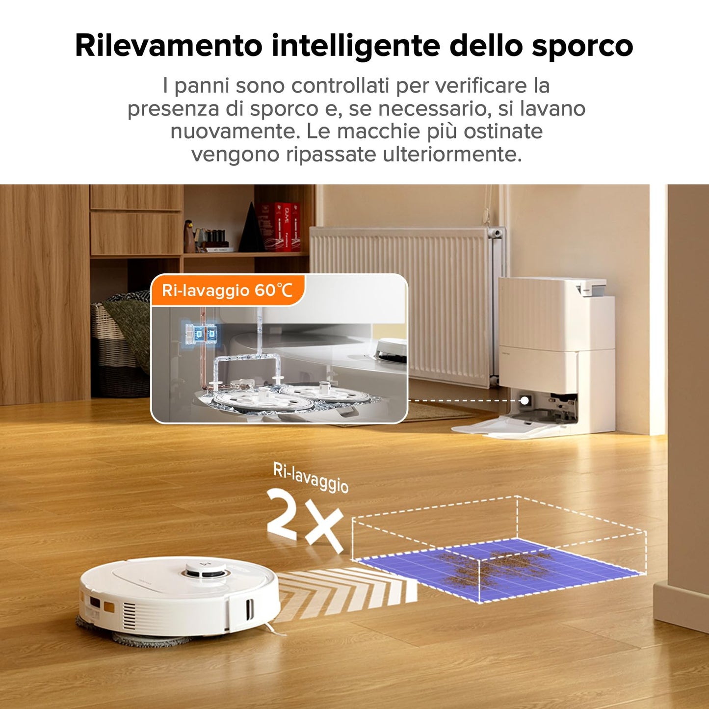 roborock Qrevo Pro Set Robot Aspirapolvere e Lavapavimenti, Mop Autopulente Bianco