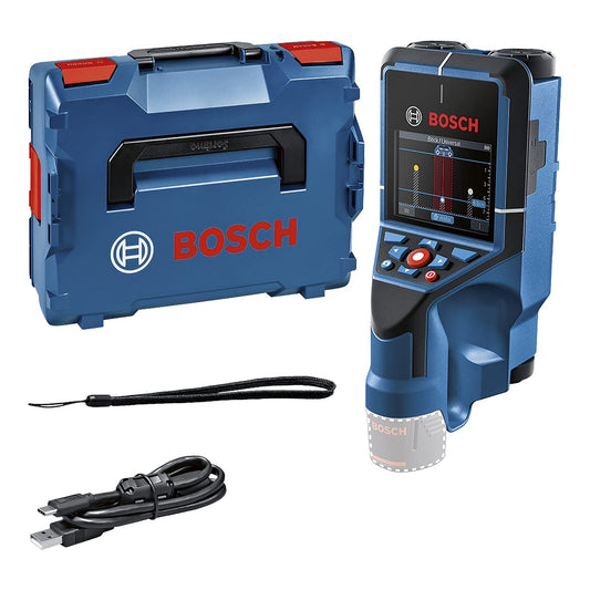Bosch Professional 12V System Wall Scanner D-tect 200 C,senza batteria e caricabatteria, rilevamento cavi non/sotto tensione, metallo, tubi di plastica, montanti in legno e cavità, cavo USB-C, L-BOXX