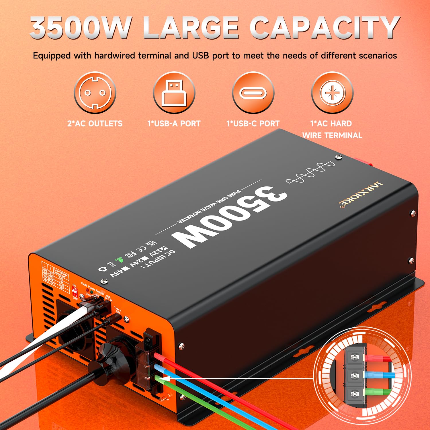 Inverter 12v 220v Onda Pura 3500W Power Inverter Invertitore di Potenza a Onda Sinusoidale