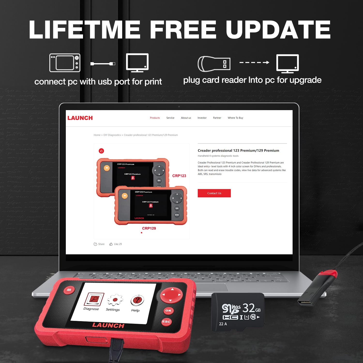 LAUNCH CRP123 V2.0 OBD2 Diagnosi Auto Multimarca con 4 Sistemi e 3 Funzioni di Reset