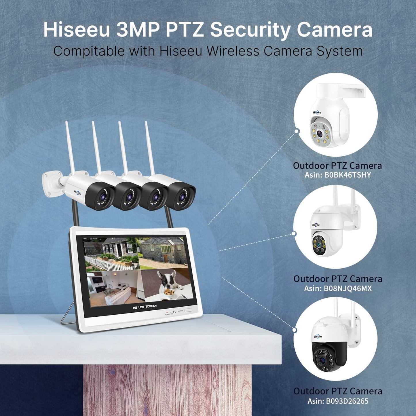 【5MP+3TB HDD】Hiseeu 5MP Kit Videosorveglianza WiFi Esterno,10CH NVR con 12" Monitor,4X5MP Telecamera WiFi