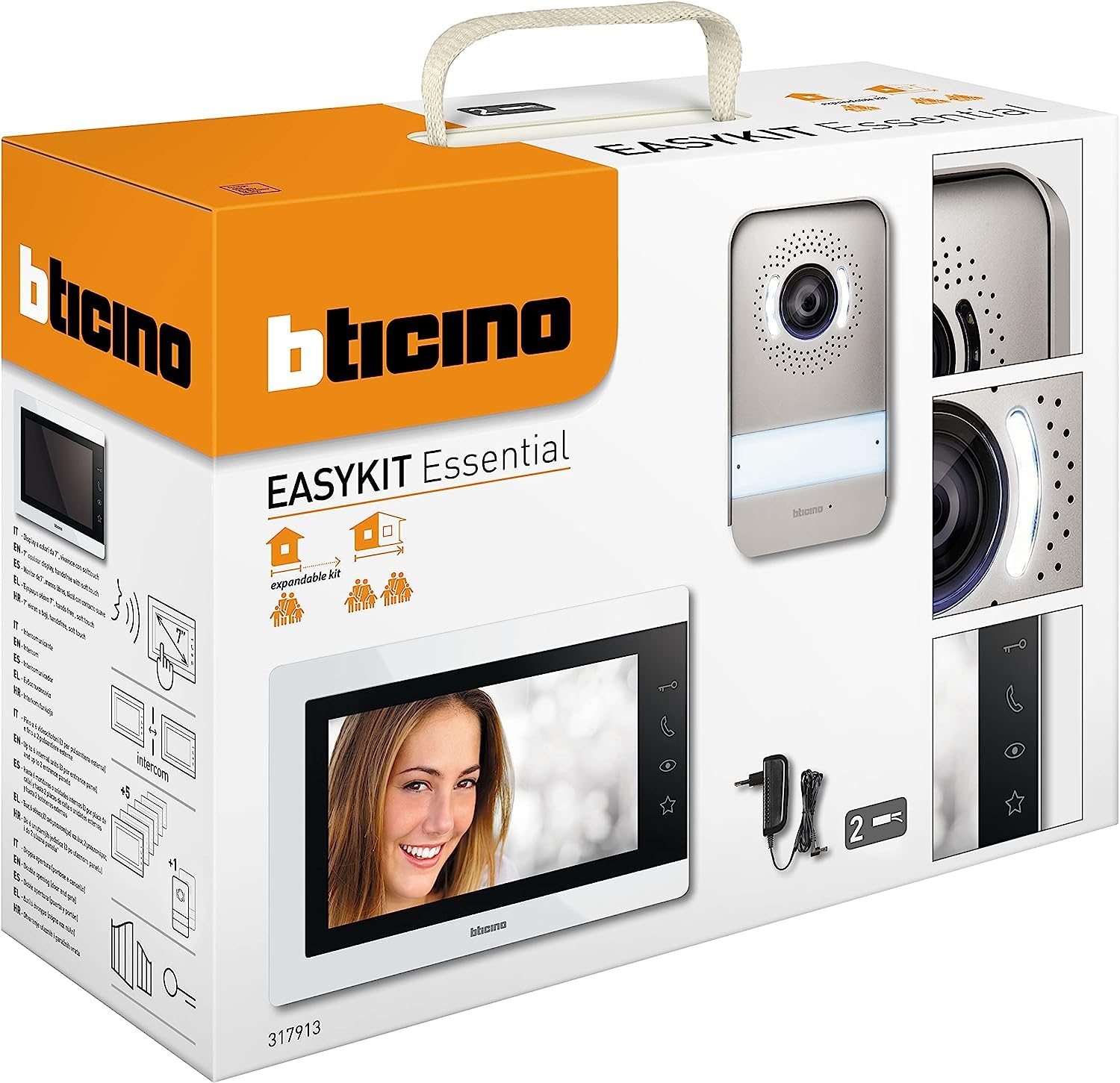 Bticino 317913 EASYKIT ESSENTIAL VIDEOCITOFONO MONOFAMILIARE Plug-In 2 Fili con: 1 Pulsantiera Esterna,