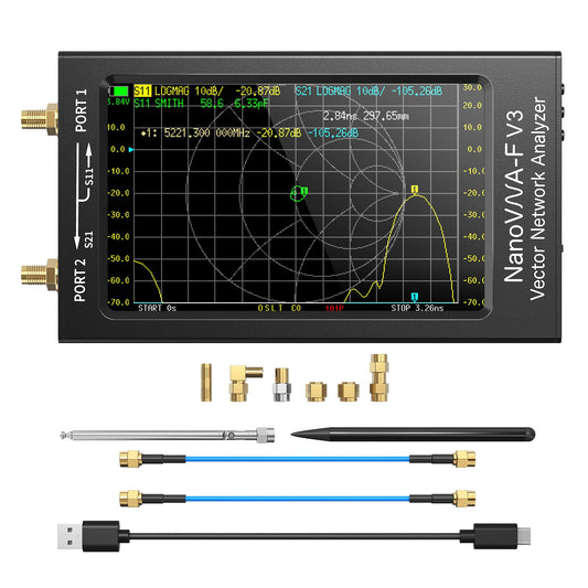 Seesii NanoVNA-F V3 Analizzatore di Antenne, 4,3 Pollici Analizzatore di Rete Vettoriale 1MHz-6GHz HF VHF UHF