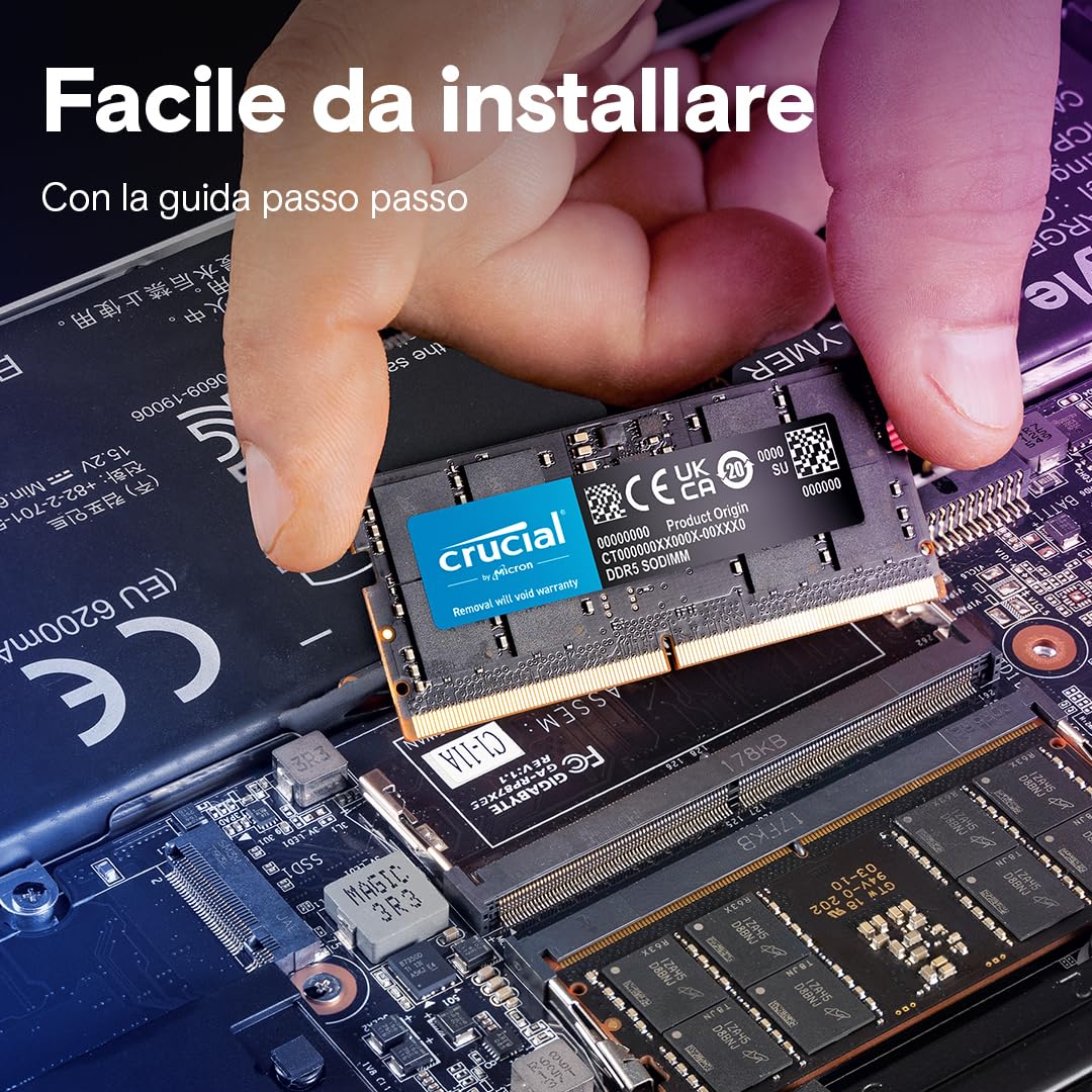 Crucial RAM 96GB Kit (2x48GB) DDR5 5600MHz (o 5200MHz o 4800MHz) Memoria per computer Portatili CT2K48G56C46S5