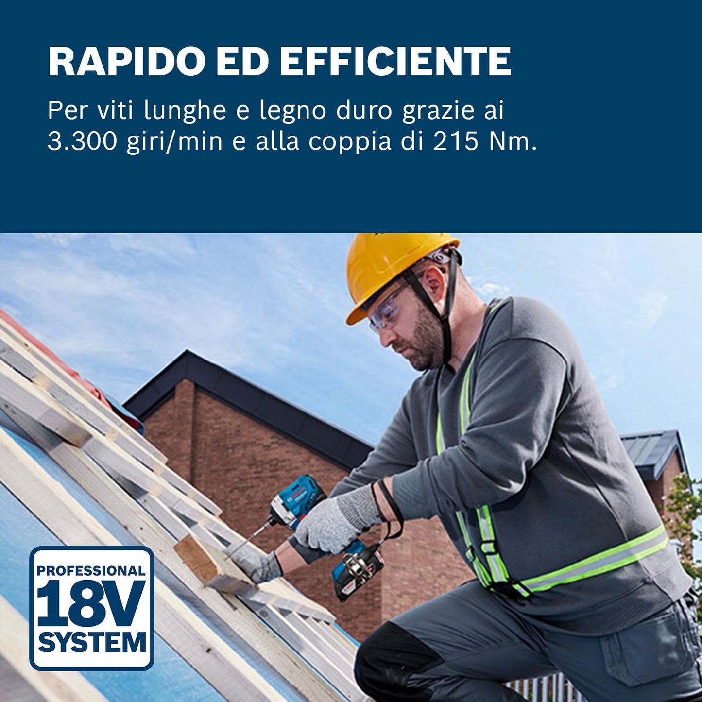 Bosch Professional 18V System Avvitatore con percussione a batteria GDR 18V-215 (incl. 2x GBA 18V 4.0Ah, caricabatteria