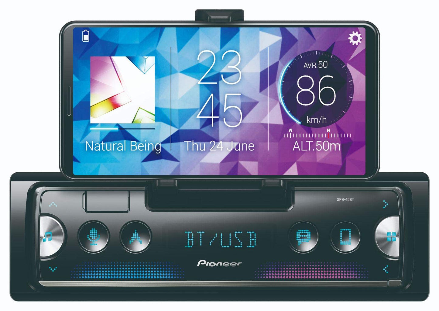 Pioneer Ricevitore per smartphone SPH-10BT di nuova generazione, 1 DIN, con Bluetooth, USB e Spotify