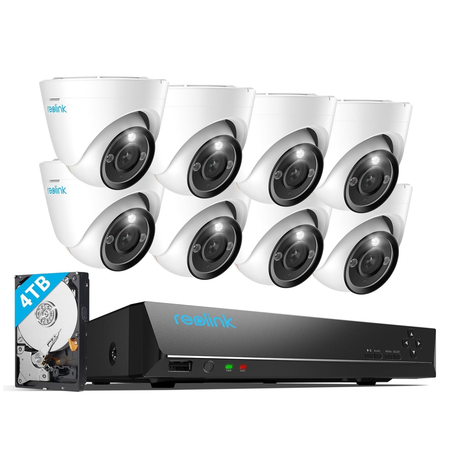 Reolink 12MP Kit Videosorveglianza PoE, NVR 16CH 4TB e 8x Telecamera Esterno Interno, RLK16-1200D8-A