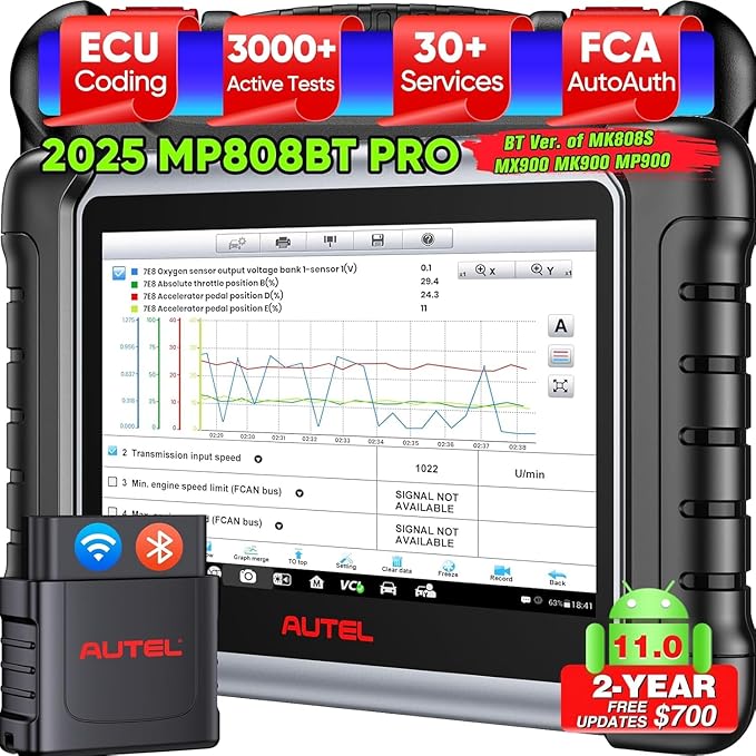 Autel MaxiPRO MP808BT PRO Android 11 [Aggiornamenti Grat 2 Anni], Codifica ECU a Livello Rivenditore