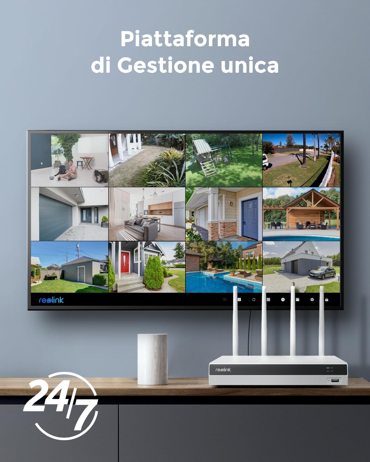 Reolink 4K NVR Wi-Fi 6, 12 Canali con 2TB HDD, Videoregistratore Cablato Supporta Telecamera Esterno & Interno RLN12W