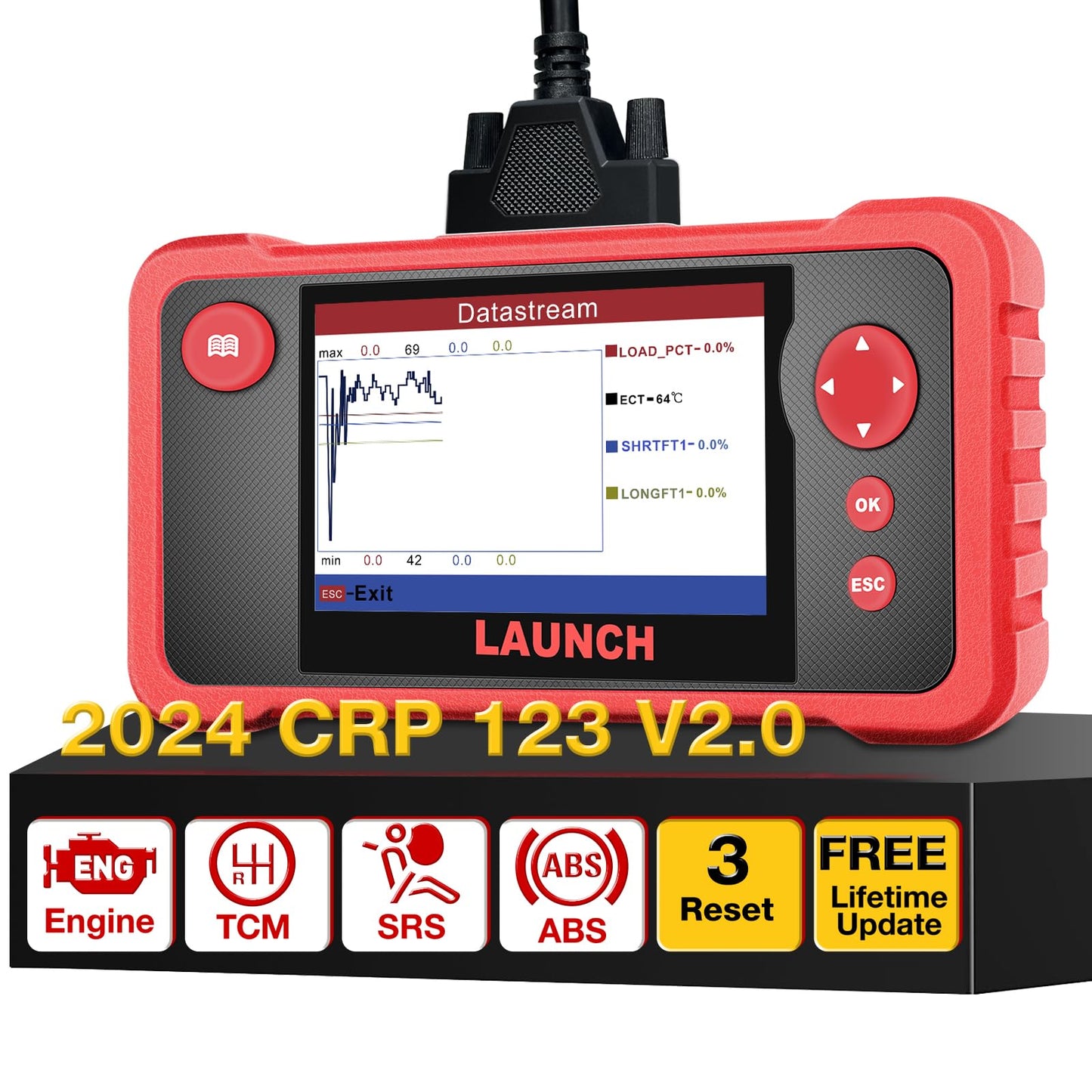 LAUNCH CRP123 V2.0 OBD2 Diagnosi Auto Multimarca con 4 Sistemi e 3 Funzioni di Reset