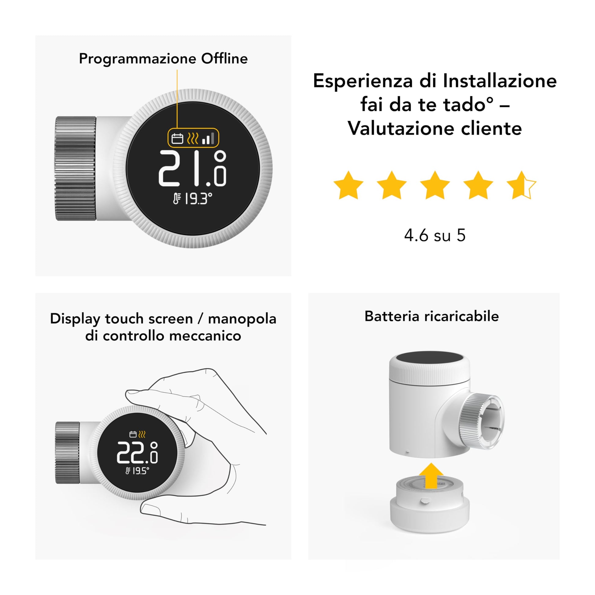 tado° termostato intelligente X – Trio Pack, controllo del riscaldamento tramite app e smart speaker, tado° V3+