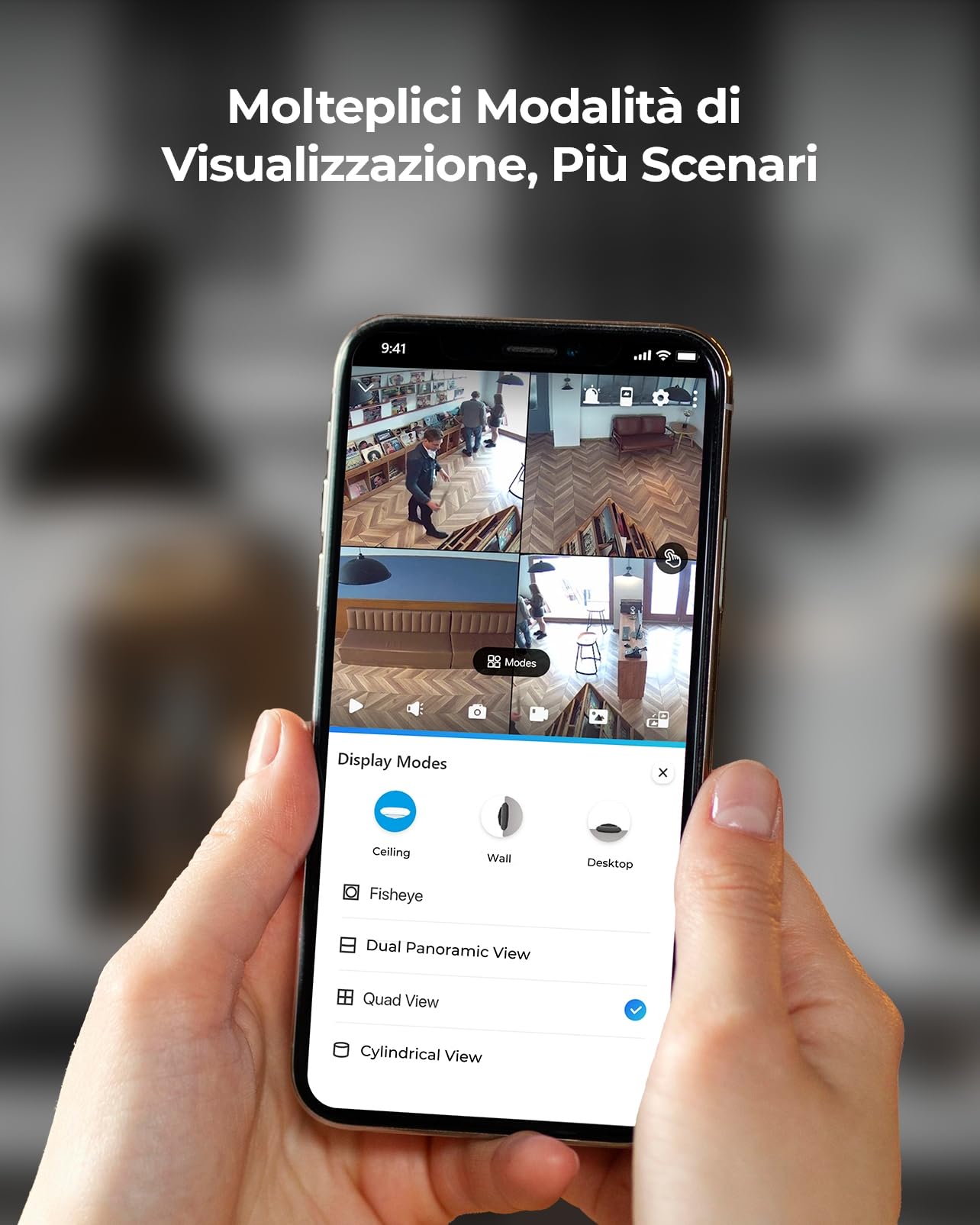 Reolink 2K+ Telecamera WiFi Interno con Panorama a 360°, Telecamera Fisheye Wi-Fi 2.4/5GHz