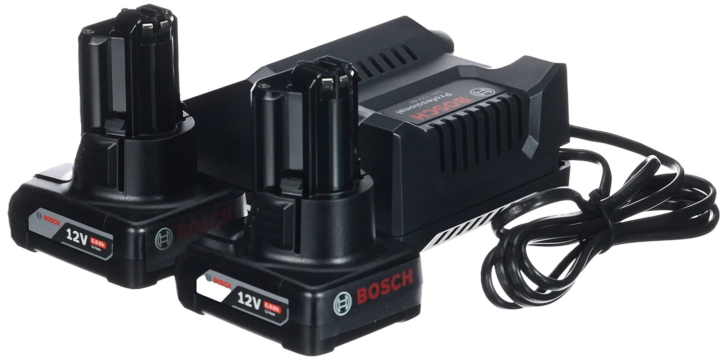 Bosch Professional 12V System Starter Set a Batteria, 2 Batterie Gba 12V 6.0 Ah e Caricabatteria Rapido Gal 12V-40