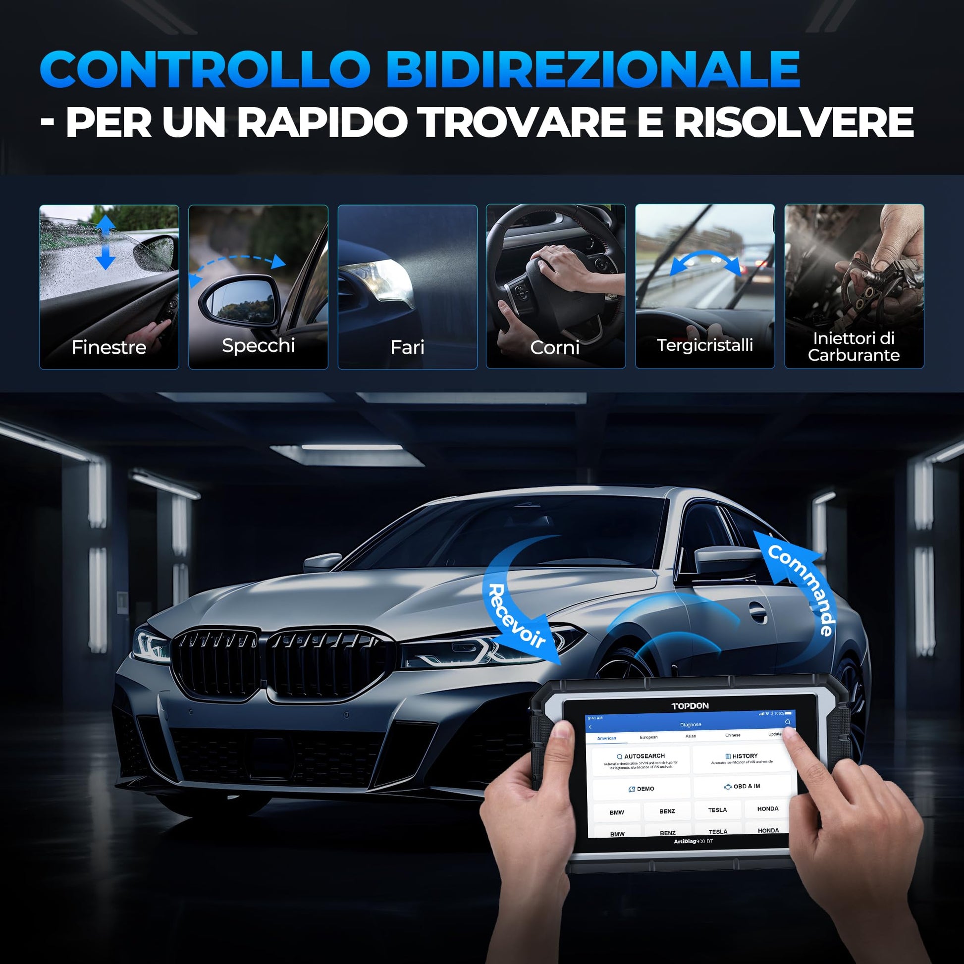 TOPDON AD900BT Diagnostico per Auto, Codifica ECU, 28+ Servizi Strumento di Scansione