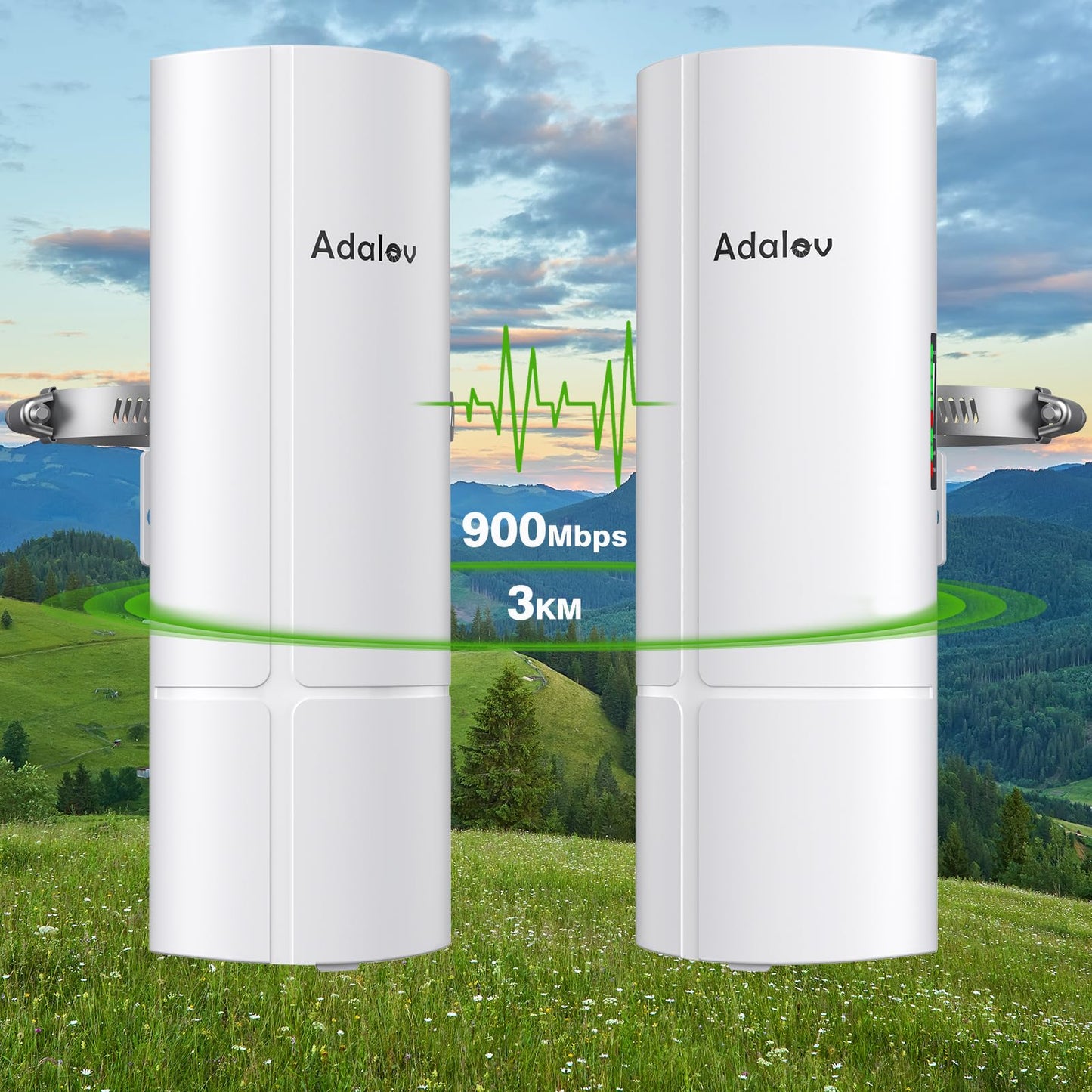 Adalov CPE365 Ponte Wireless, Ponti WiFi Gigabit da 3 km con Porta LAN da 1000 Mbps