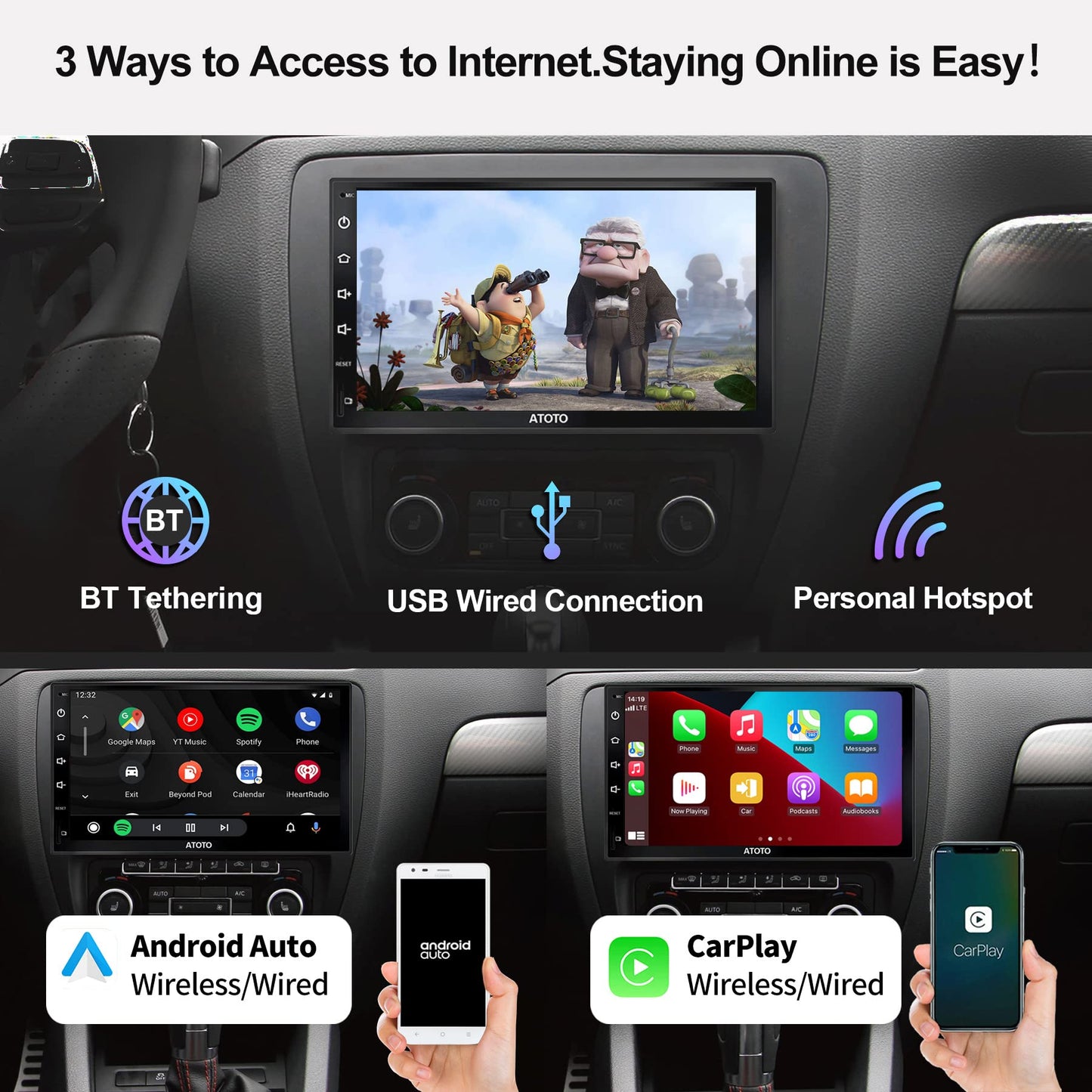 ATOTO S8 Premium Android Autoradio, Wireless CarPlay e Android Auto, S8G2B74PM