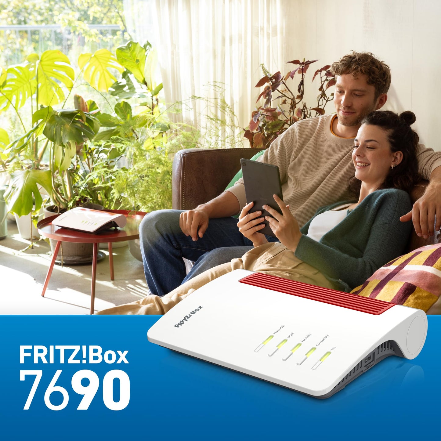 AVM Fritz!Box 7690 (router Wi-Fi 7 da 5.760 Mbit/s (5 GHz) e 1.376 Mbit/s (2,4 GHz), fino a 300 Mbit/s