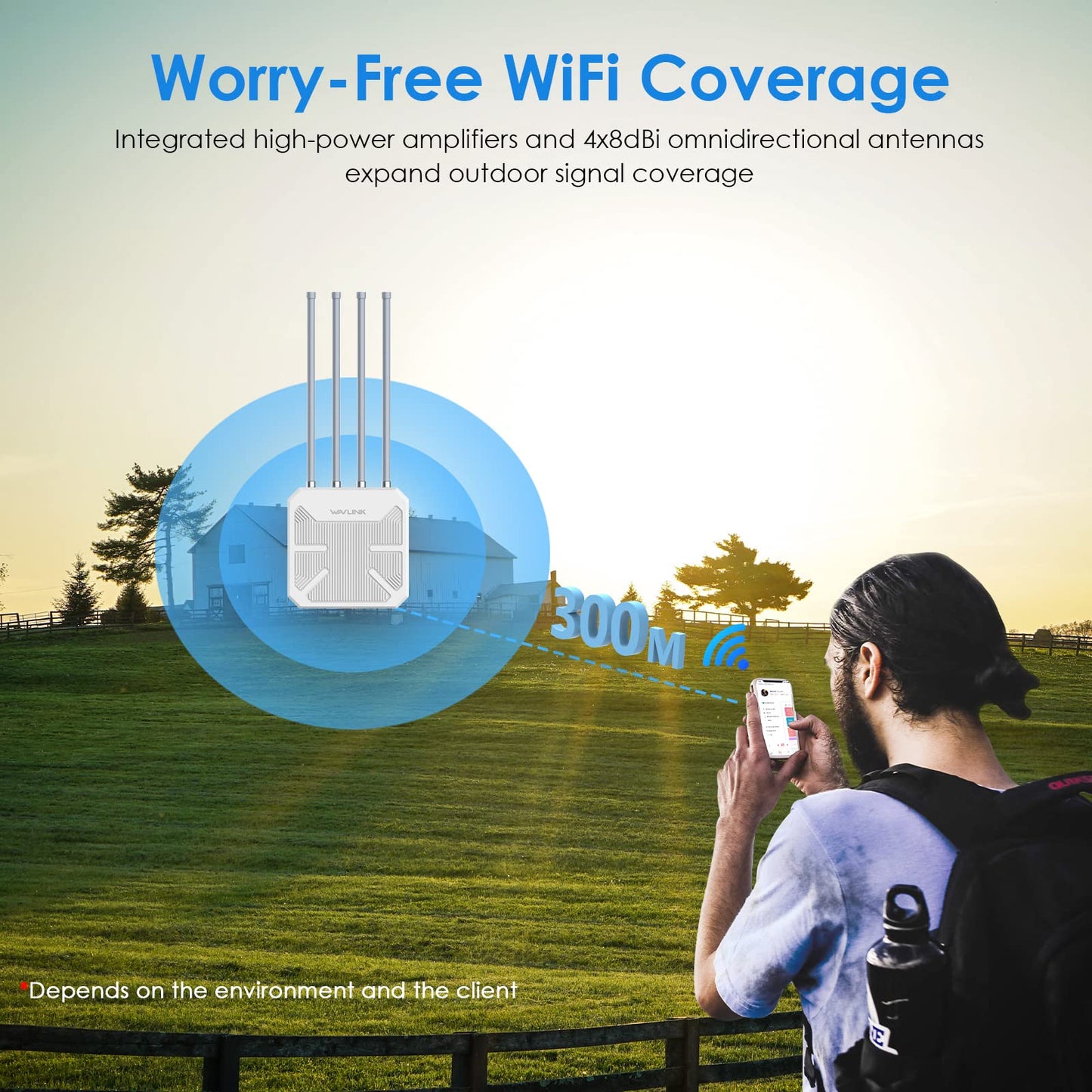 WAVLINK WiFi6 Outdoor Wireless Access Point/WiFi ripetitore/router, Dual Band 2.4G+5G AX1800M Mesh Extender