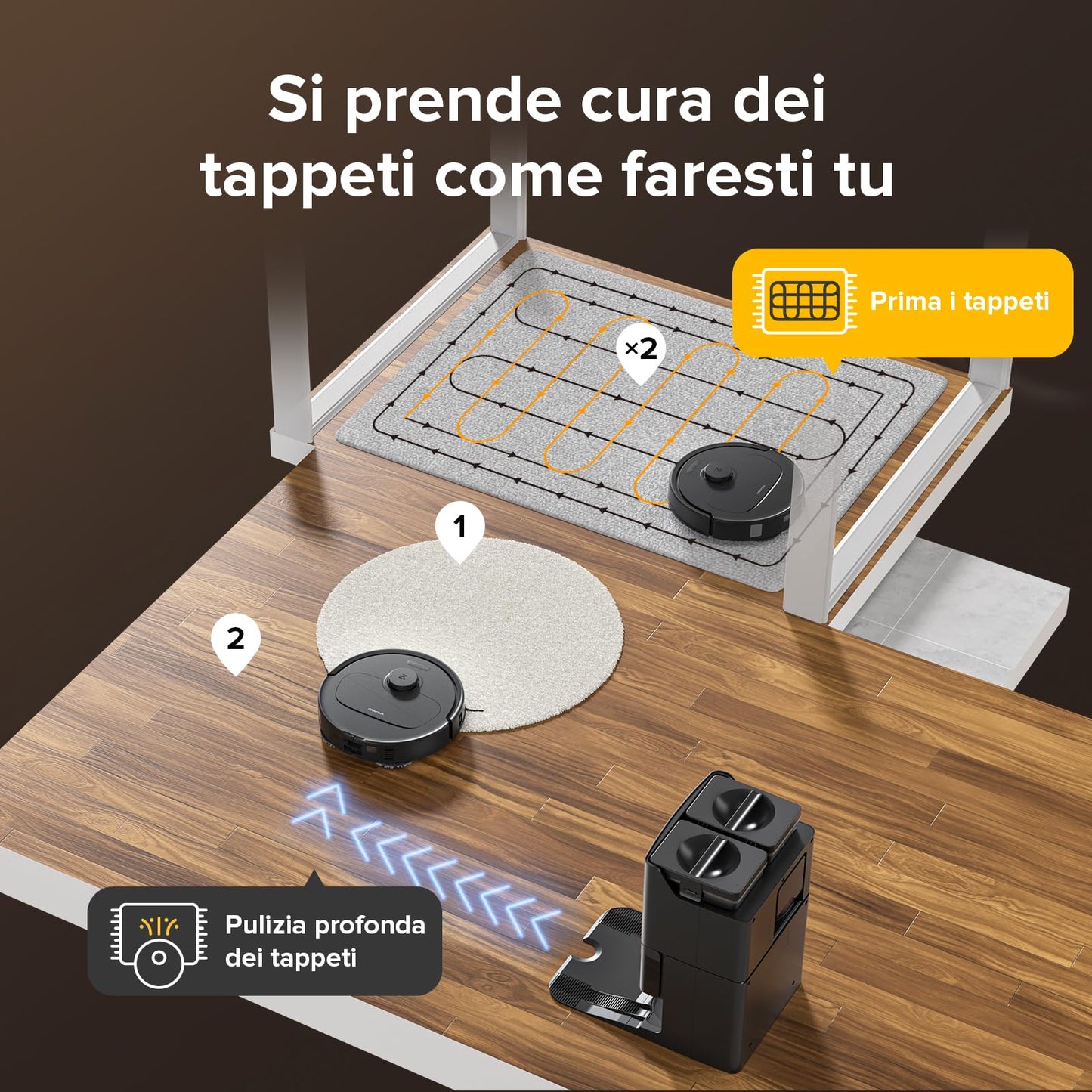 roborock Qrevo S Set Robot Aspirapolvere 7000Pa con Stazione Autopulente nero