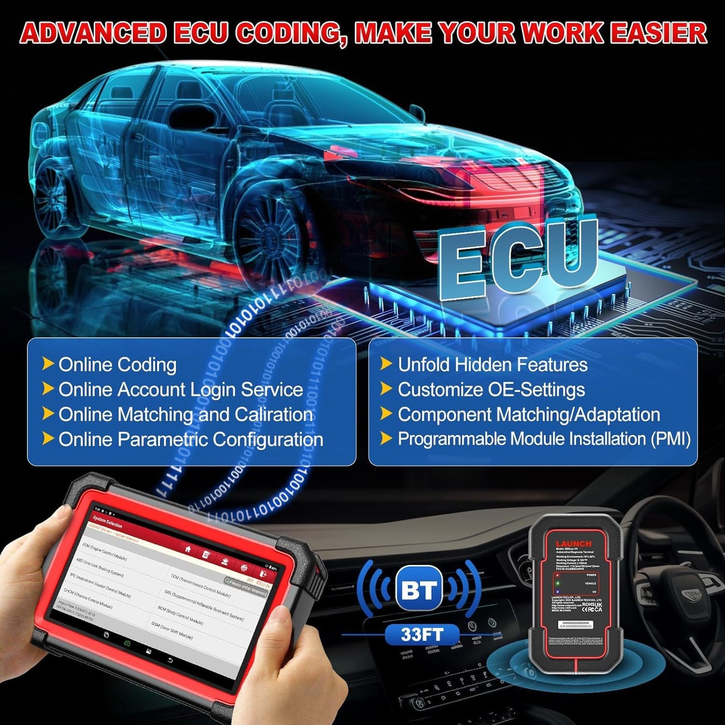 LAUNCH CRP919E BT Bluetooth OBD2 Scanner Diagnosi Auto per Sistema Completo