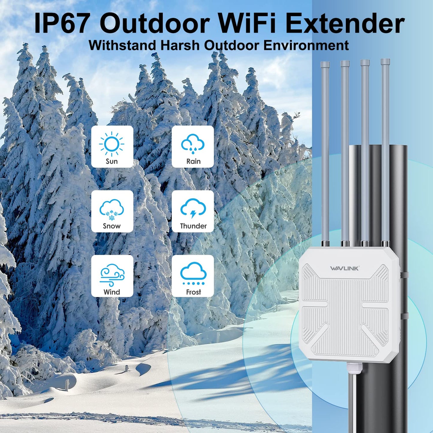 WAVLINK WiFi6 Outdoor Wireless Access Point/WiFi ripetitore/router, Dual Band 2.4G+5G AX1800M Mesh Extender