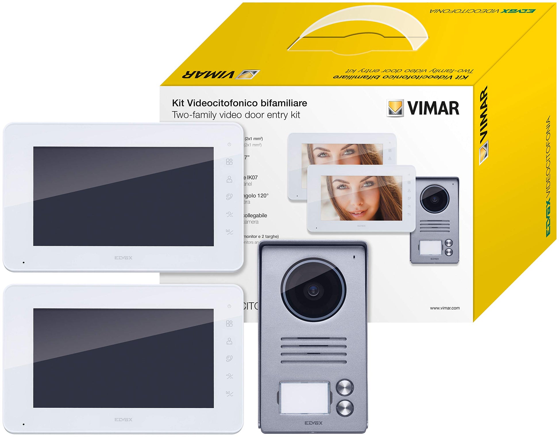 Vimar K40931 Kit videocitofonico da parete con: 2 videocitofoni vivavoce a colori LCD 7"