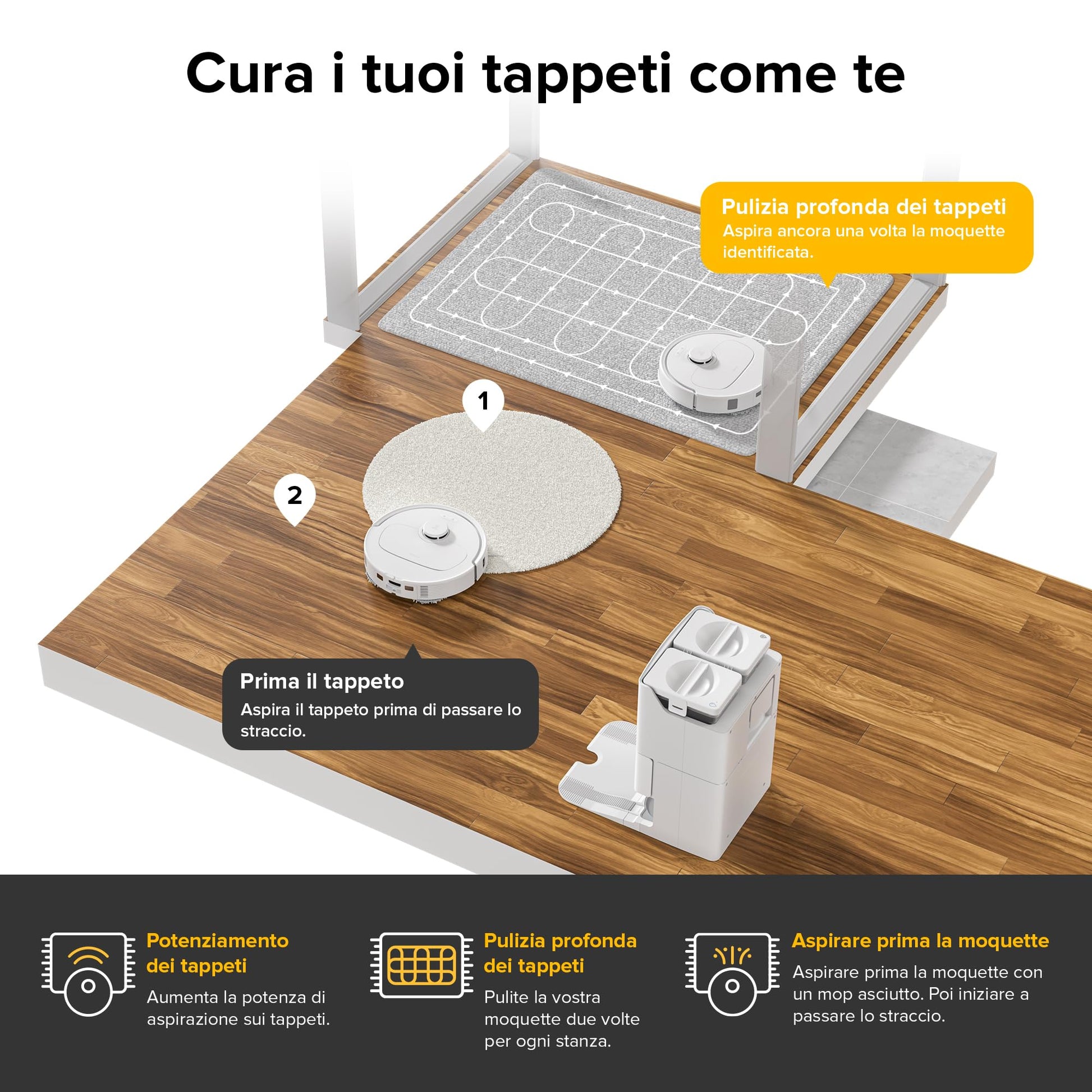 roborock Qrevo S Robot Aspirapolvere e Lavapavimenti, Potenza di Aspirazione di 7000 Pa, 45 Decibel Asciugatura a Basso Rumore, Doppio Panno Rotante, Evitamento Ostacoli 3D(Bianco)