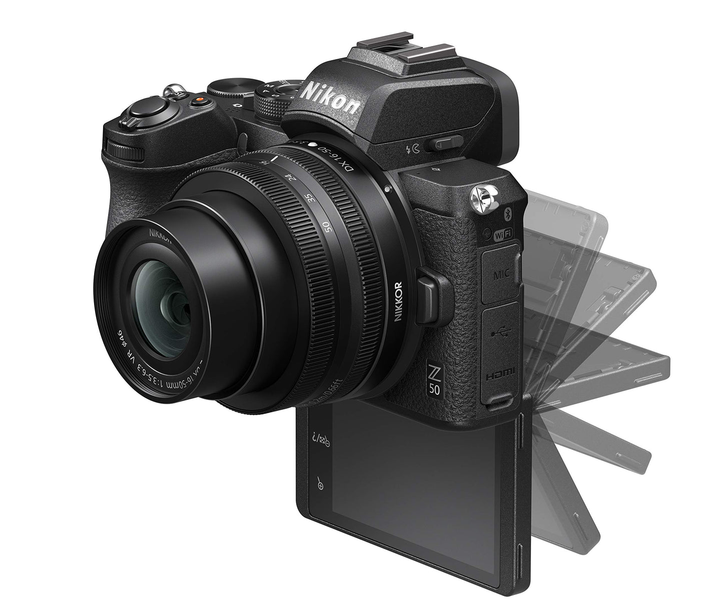 Nikon Z50 + Z DX 16-50VR+50-250VR Fotocamera Mirrorless, CMOS DX da 20.9 Mp, Sistema Hybrid-AF